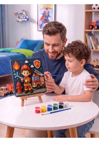 15x15 İtfaiyeci Çocuk Taş Boyama Seti Çocuk Ve Yetişkin Hobi Kiti