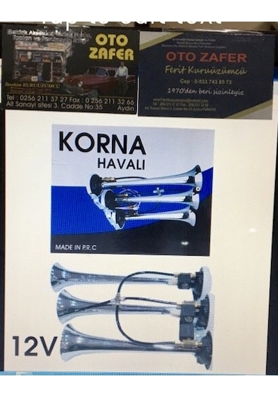 Carub Korna 12V 3Lü Havalı Elektrikli Krom