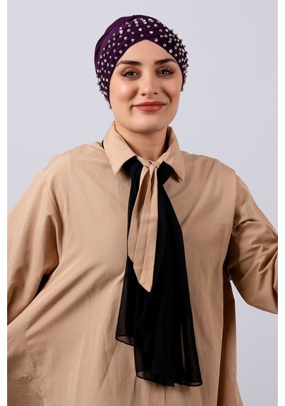 Hürrem Bone Mürdüm Pratik Hazır Geçmeli Tesettür Bone Sandy Kumaş Taşlı 1456_ Mürdüm Hürrem Bone Mürdüm Pratik Hazır Geçmeli Tesettür Bone Sandy Kumaş Taşlı 1456_ Mürdüm