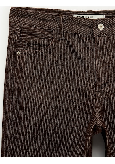 Koton Pamuklu Düşük Bel Beş Cepli Uzun Düz Paça Çizgili Pantolon - Straight Fit Jean Kahverengi Çizgili 7wal40092mw Kahve Çizgili Koton Pamuklu Düşük Bel Beş Cepli Uzun Düz Paça Çizgili Pantolon - Straight Fit Jean Kahverengi Çizgili 7wal40092mw Kahve Çizgili