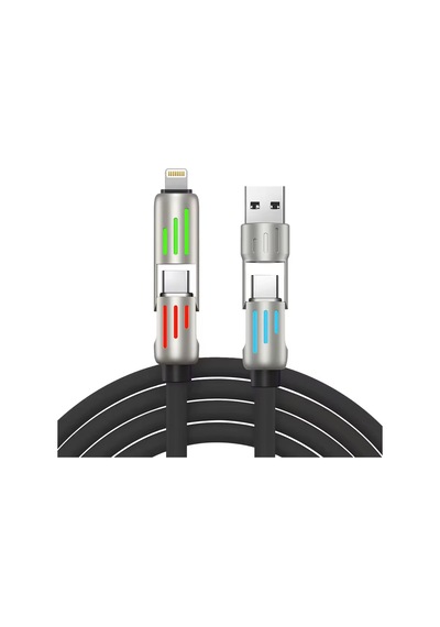 Auris Cb270 240w 4in1 Usb Type-c Lightning 1.2m Rgb Hızlı Şarj Kablosu - Siyah