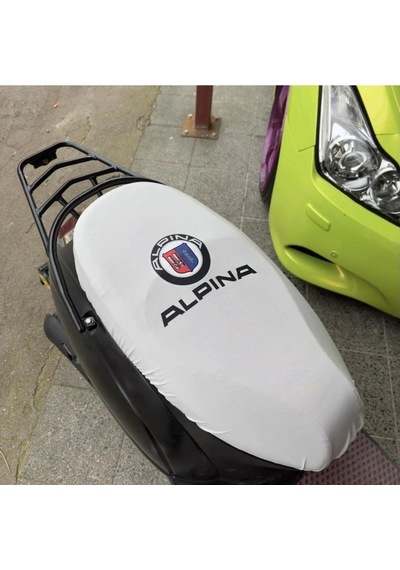 Alpina Beyaz Penye Motorsiklet Sele Kılıfı 1.kalite Likrali Penye Yıkanabilir