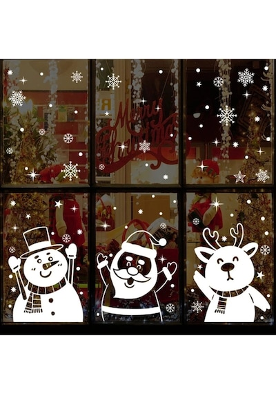 Noel Yeni Yıl Happy Christmas Yılbaşı Sevimli Geyik Noel Baba Sevimli Kardan Adam Sticker Seti