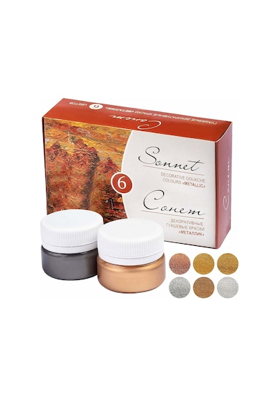 St. Petersburg Sonnet Guaj Boya Seti 6 Renk X 20 Ml. Metalik Renk