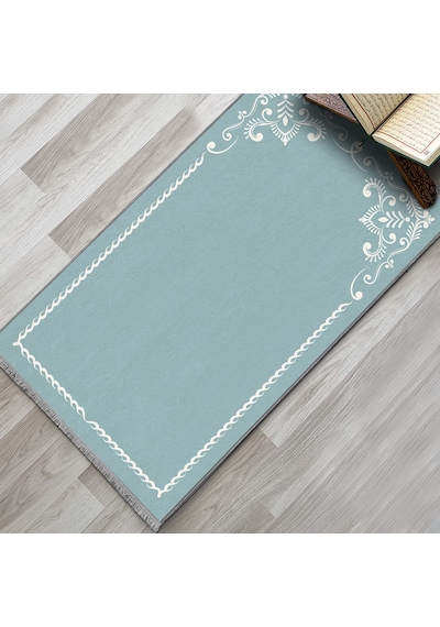 Evaşk Namazlık Dokuma Halı Kaymaz Muslumana Seccade66x113 Turkuaz EVASK811B66