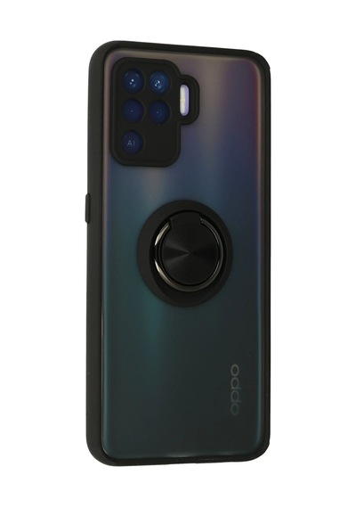 Newface - 997 - Oppo Reno 5 Lite Kılıf Montreal Yüzüklü Silikon Kapak - Kmrsfres - - Siyah Sıyah