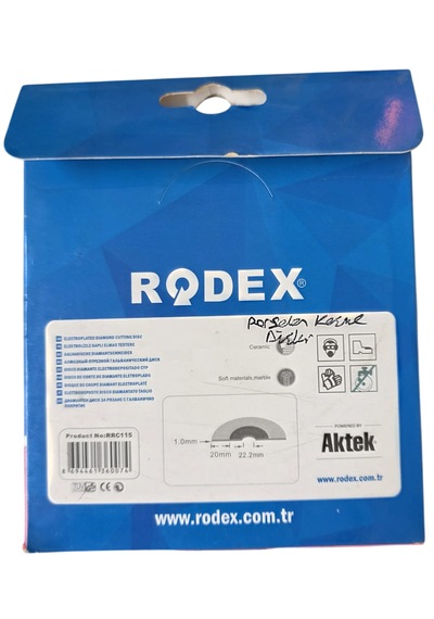 Rodex 115 Mm Cam Porselen Kesme Diski Elektrolizle Kaplı