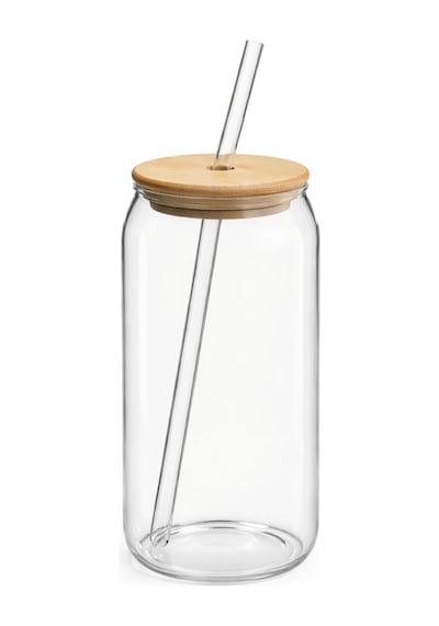 Bambu Kapaklı Pipetli Borosilikat Sunum Bardağı, Kahve Bardağı, Isı Dayanıklı Bardak 600 Ml Coollime