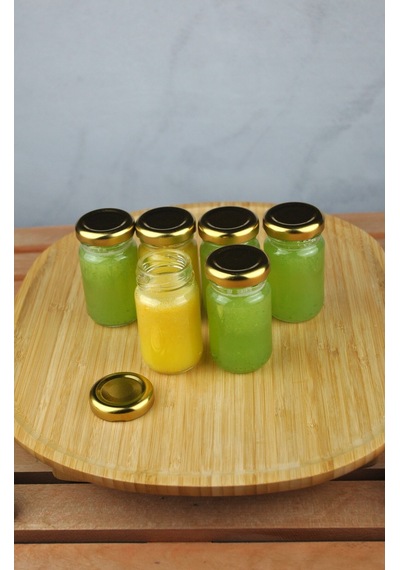 6 Adet Şeffaf Cam Shot Detoks Şişesi 67 Ml Sızdırmaz Gold Metal Kapaklı Mini Kavanoz