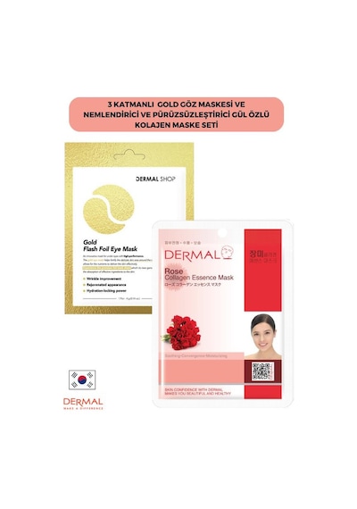 Dermal 3 Katmanlı Gold Göz Maskesi + Gül Özlü Kolajen Maskesi
