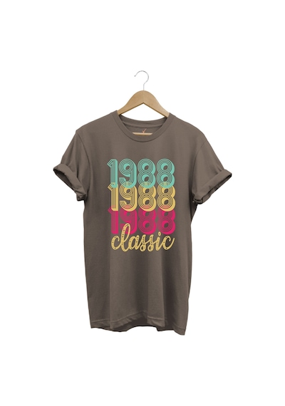 1988 Retro Vintage Classic Baskılı %100 Pamuk Regular Fit Unisex T-shirt Kahverengi