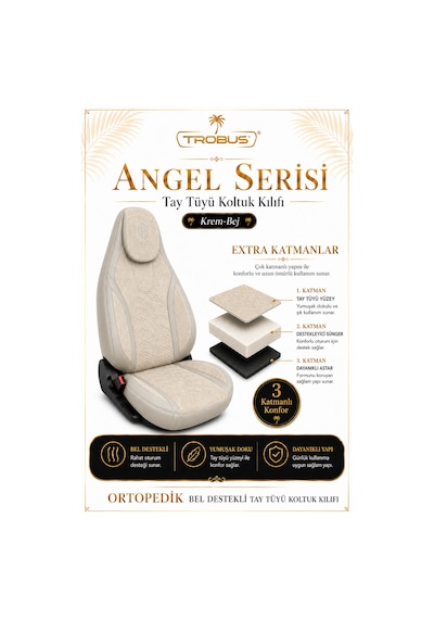 Seat Leon 2005 Ve Sonrası Uyumlu Angel Serisi Tay Tüyü Koltuk Kılıfı Bej