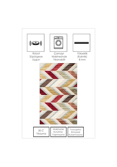 West Home Dijital Baskı Yıkanabilir Kaymaz Taban Salon Halısı Mutfak Halısı Yolluk Wh 500 Multy