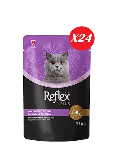 Reflex Plus Jöle İçinde Somonlu Ve Ton Balıklı Yetişkin Kedi Konservesi 85 Gr 24 Adet