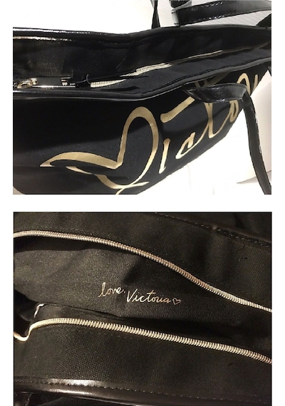 Victoria's Secret Vs Siyah Gold Kanvas Tote Seyahat Çantası Siyah