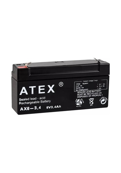 Atex Ax6-3.4 6 Volt - 3.4 Amper Yatık Akü