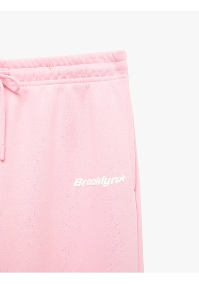 Koton Rahat Kalıp Baskılı Lastikli Paça Simli Şardonlu Jogger Eşofman Altı Pembe 7wal40048ık Gül