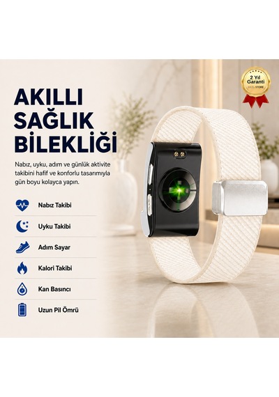 Krem Akıllı Bileklik Sağlık Ve Aktivite Takipli Nabız Uyku Kalori Ve Kan Basıncı Takibi-1725