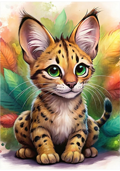 Yavru Leopar Model Ahşap Tablo 35cm X50cm