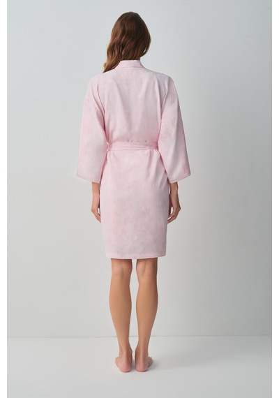 Suwen Floral Dantelli Kısa Sabahlık Wsh10610067077 Pembe