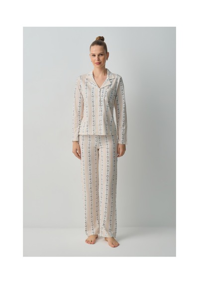 Suwen Stella Gömlek Yaka Pijama Takımı Wsh105101561562 Vanilya Baskılı Suwen Stella Gömlek Yaka Pijama Takımı Wsh105101561562 Vanilya Baskılı