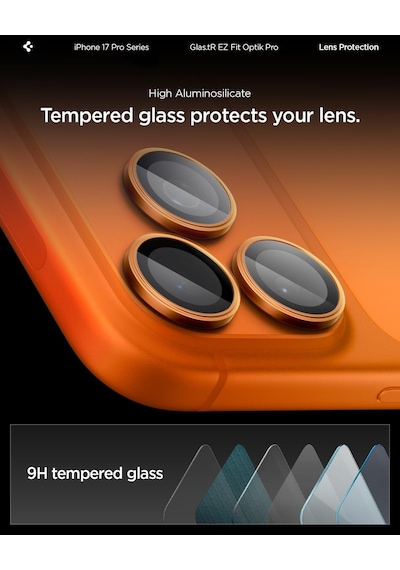 İphone 17 Pro/pro Max / 16 Pro/16 Pro Max / 15 Pro/15 Pro Max İle Uyumlu Kamera Lens Koruyucu Cam Kolay Kurulum Glas.tr Ez Fit Optik Pro 2 Adet Orange - Agl10123
