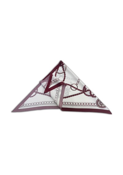 Tarzını Seç Zincir Desenli Kırmızı Üçgen Fular Bandana Estacraft - 100x45 Cm