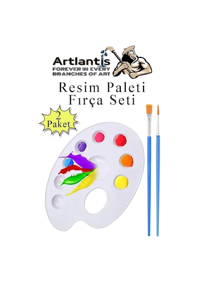 Resim Paleti Ve Resim Fırça Seti 2 Paket Ressam Paleti Boyama Fırçası Akrilik Boya Guaj Boya Suluboya