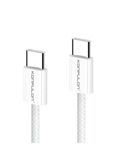 Konfulon Dc130 2m 60w Type-c To Type-c Örgülü Hızlı Şarj Kablosu - Beyaz 200 Cm