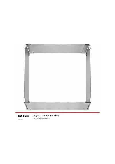 Fida Ayarlanabilir Pasta Çemberi Kare H15 Cm Paslanmaz Pasta Kalıbı Inox