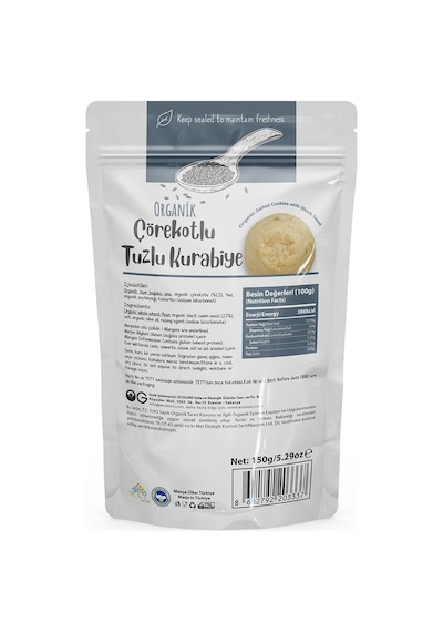 OG natural Organik Çörekotlu Tuzlu Kurabiye 150 Gr 150 G