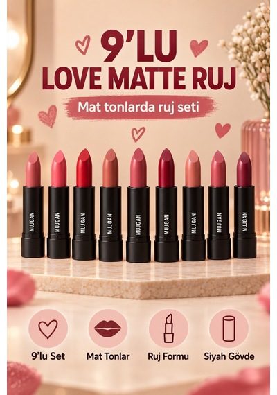 9 Lu Love Matte Ruj Seti Çok Renkli