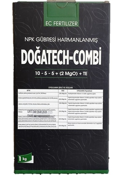 Doğatech Combi 10-5-5 + 2MgO + Mikro Element Yaprak Gübresi 1 KG
