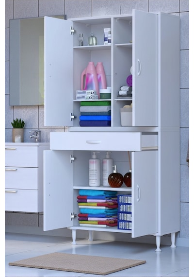 Eliusta Line Beyaz 75 Cm Banyo Dolabı Çok Bölmeli Banyo Düzenleyici Dolap 4 Kapaklı 4 Raflı 75x173x32,5 Cm Beyaz Eliusta Line Beyaz 75 Cm Banyo Dolabı Çok Bölmeli Banyo Düzenleyici Dolap 4 Kapaklı 4 Raflı 75x173x32,5 Cm Beyaz
