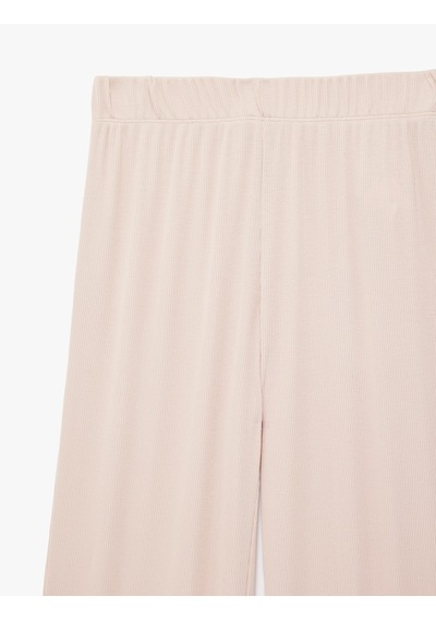Koton Rahat Kesim Ribanalı Yüksek Bel Pamuklu Pijama Altı Pembe 6slk40033mk