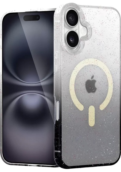 Newface Apple İphone 16 Pummel Shiny Magsafe Kapak - Siyah Şeffaf