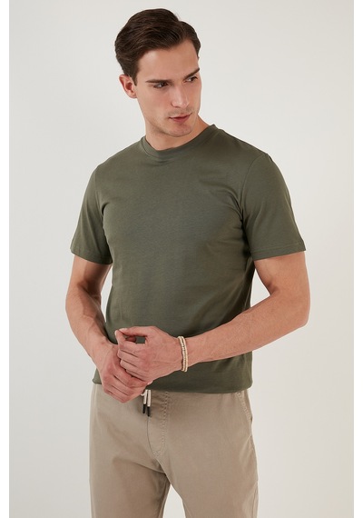 Buratti % 100 Pamuk Regular Fit Bisiklet Yaka T Shirt Erkek T Shirt 5902511 Haki
