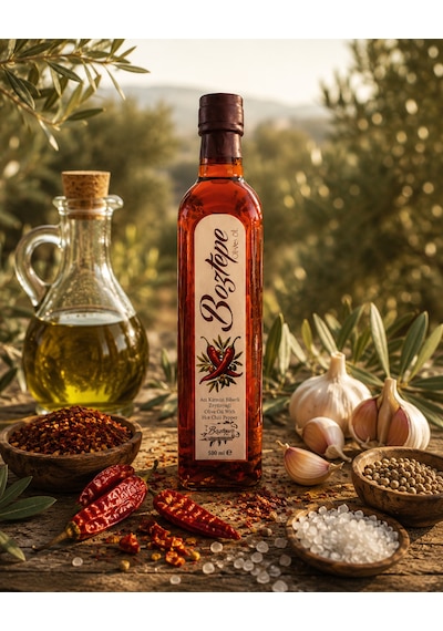 500 Ml Acı Biberli Natürel Sızma Zeytinyağı 2025/26 Soğuk Sıkım, Filtresiz