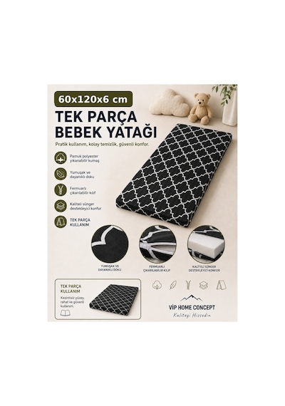 Çocuk Yatağı Sünger Yer Yatağı Oyun Minderi Bebek Yatağı 60x120x6 Cm-karaçatı 60 x 120 CM