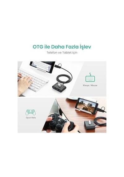 Ugreen Usb A/usb C To 4 Port Usb 3.0 Hub Çoklayıcı Siyah 1 Metre