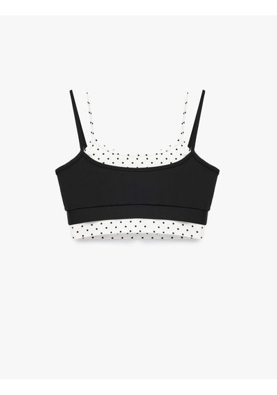 Koton İp Askılı Kolsuz Slim Fit İkili Puantiyeli Sporcu Sütyeni Siyah 6sak30187nk
