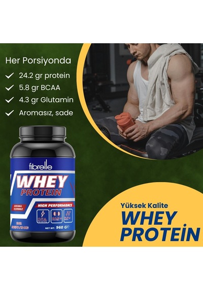 Fibrelle Whey Proteini-aromasız 960 G Protein Tozu Sade 32 Servis Aromasız