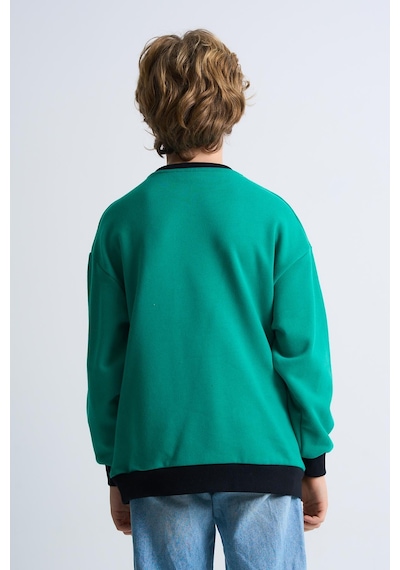 Alexandergardi Alexandergardı Baskılı Bisiklet Yaka Çocuk Sweatshirt Koyu Yeşil