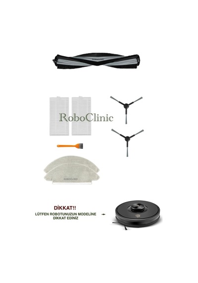 Karaca Vantuz Off-road Rso07 2 İn 1 Robot Süoürge Uyumlu Yedek Fırça,hepa Filtre,mop Seti-8 Parça