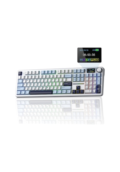 Aula F108 Pro Ekranlı Mekanik Klavye Reaper Switch Rgb Hot Swap 8000mah Makrolu Oyuncu Klavyesi Mavi
