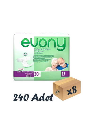 Evony 6 Damla Bel Bantlı Yetişkin Hasta Bezi XL 8 x 30'Lu