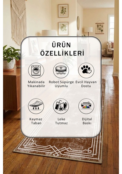 Ehl-60-2 Yıkanabilir Yolluk Kahve