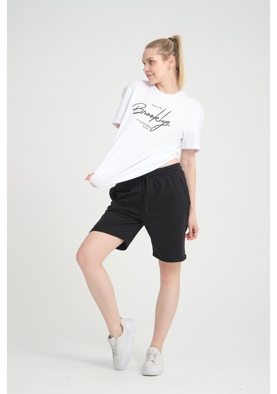 Superlife Kadın Regular Fit Duble Paça Şort Spr24srk51 Siyah