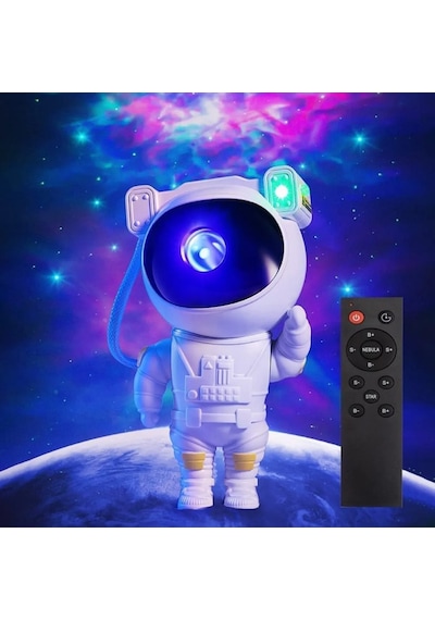 Astronot Projektör Gece Lambası Yıldız Galaxy Efekti Beyaz