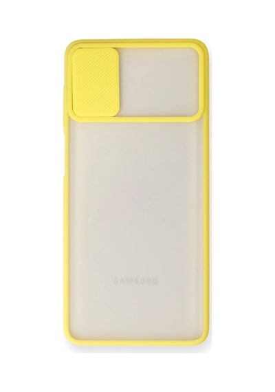 Samsung Uyumlu Galaxy M51 Kılıf Palm Buzlu Kamera Sürgülü Silikon - Sarı 1